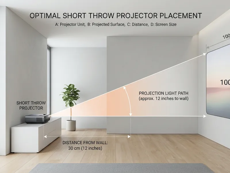 Instalare Smart Schema amplasare proiector Ultra Short Throw.