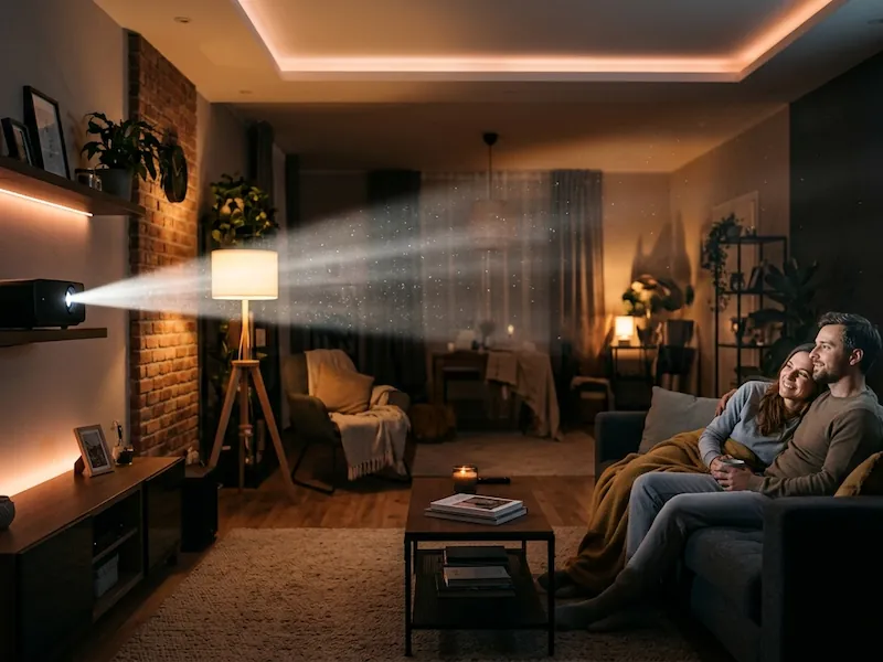 Luminozitate Proiectoare Proiector funcționând în lumină ambientală.