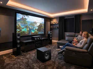 Sistem home cinema 5.1 cu boxe satelit pentru sunet surround real.