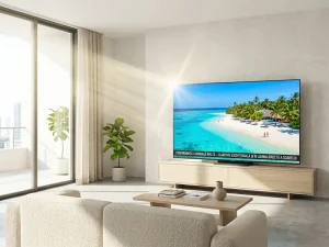 Televizor QLED cu tehnologie Quantum Dot pentru luminozitate maximă în medii luminate.
